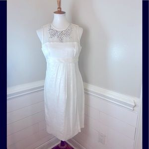 Adrianna Papell  NWOT Shimmery White Embellished Evening Dress 8 FREE SHIP